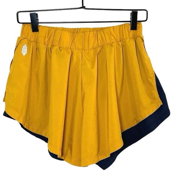 Free People Movement Women’s Hardio Cardio Running Shorts Blue/Yellow Size M - Picture 3 of 5